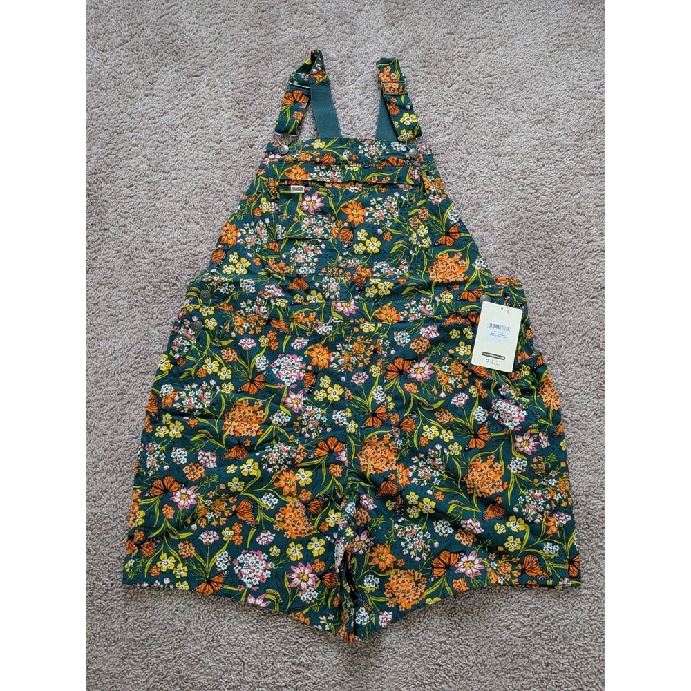 Duluth Women's Plus Heirloom Gardening 7" Short Overalls Size 1X Monarchs NWT